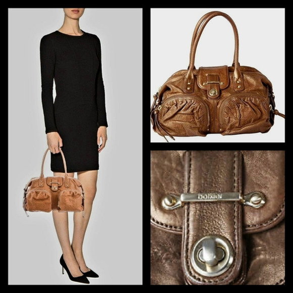 BOTKIER Brown Bronze Metallic Leather‎ Satchel Bag - Picture 1 of 6